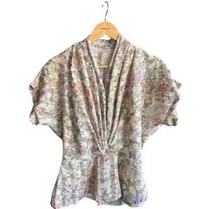 Vintage Tess Womens Top Size 8 White Pink Floral Soft Cottagecore